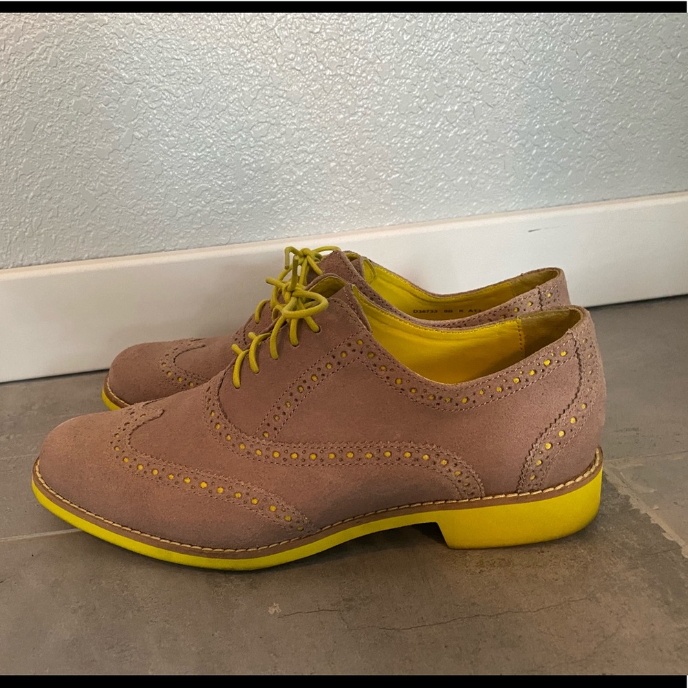 Cole Haan women’s gray & yellow wingtip oxfords